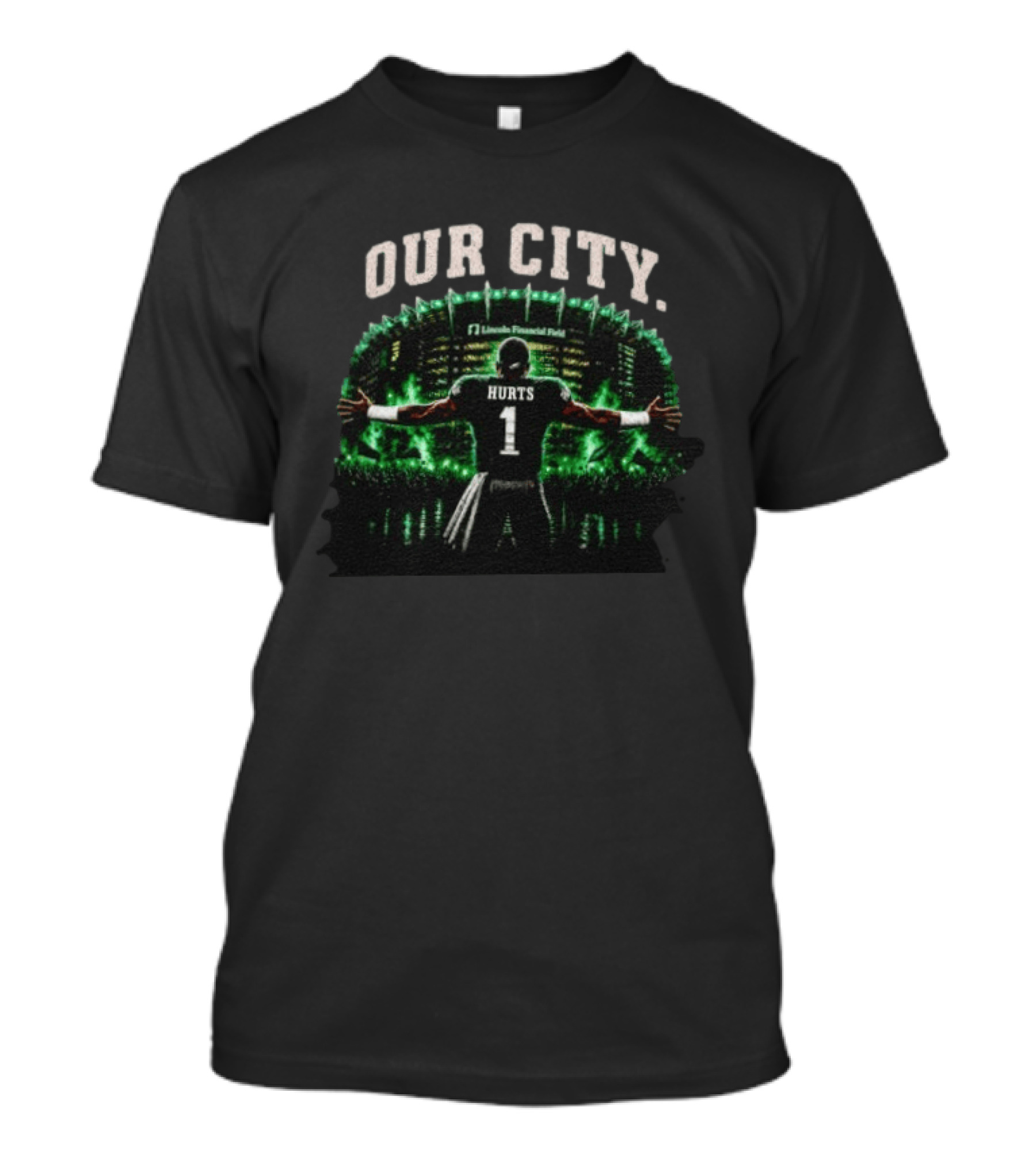 Philadelphia Eagles Jalen Hurts Our City Lincoln Financial Field T-Shirt