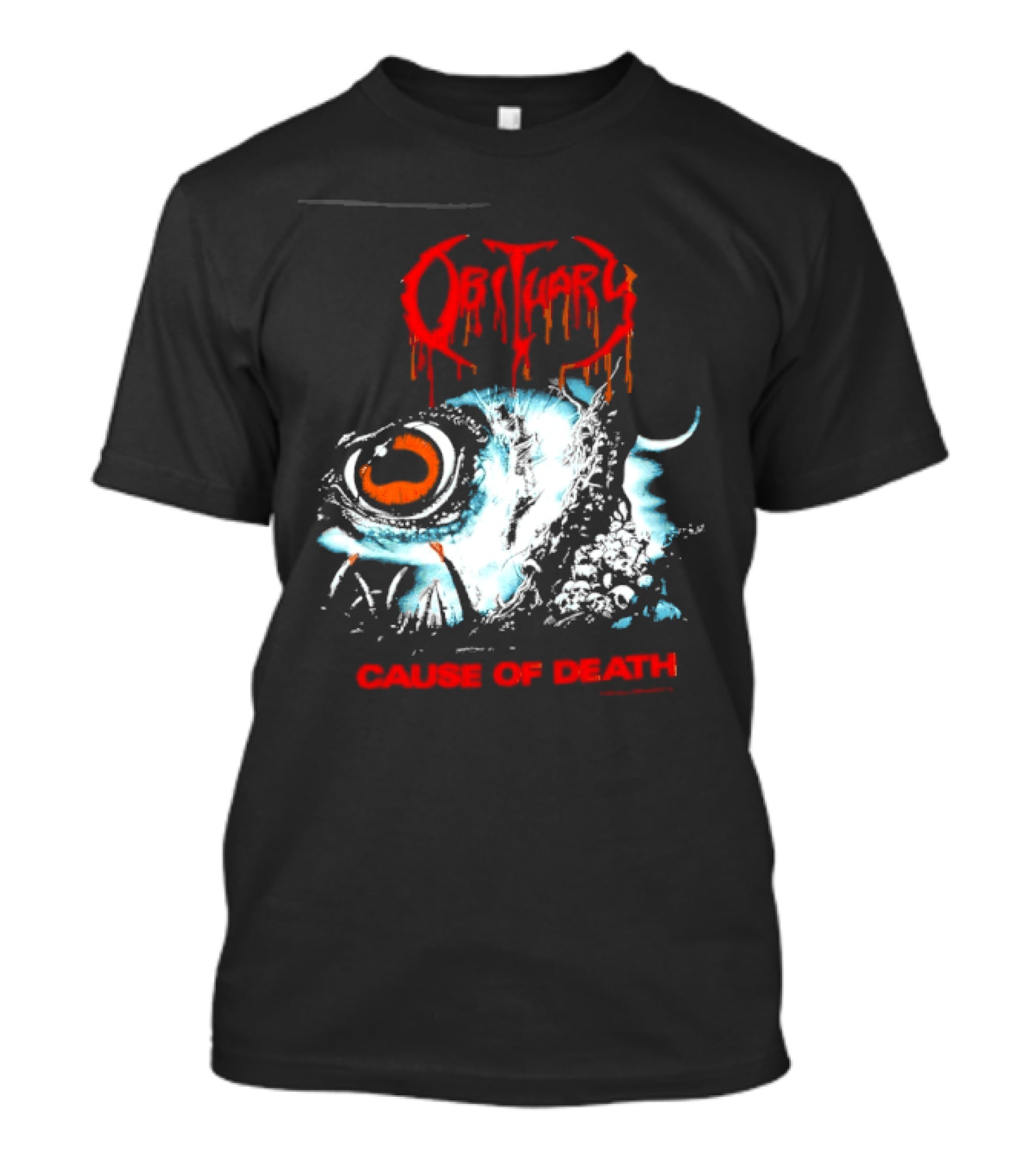 Obituary Cause Of Death Eye Metal Band With Orange Red T-Shirt