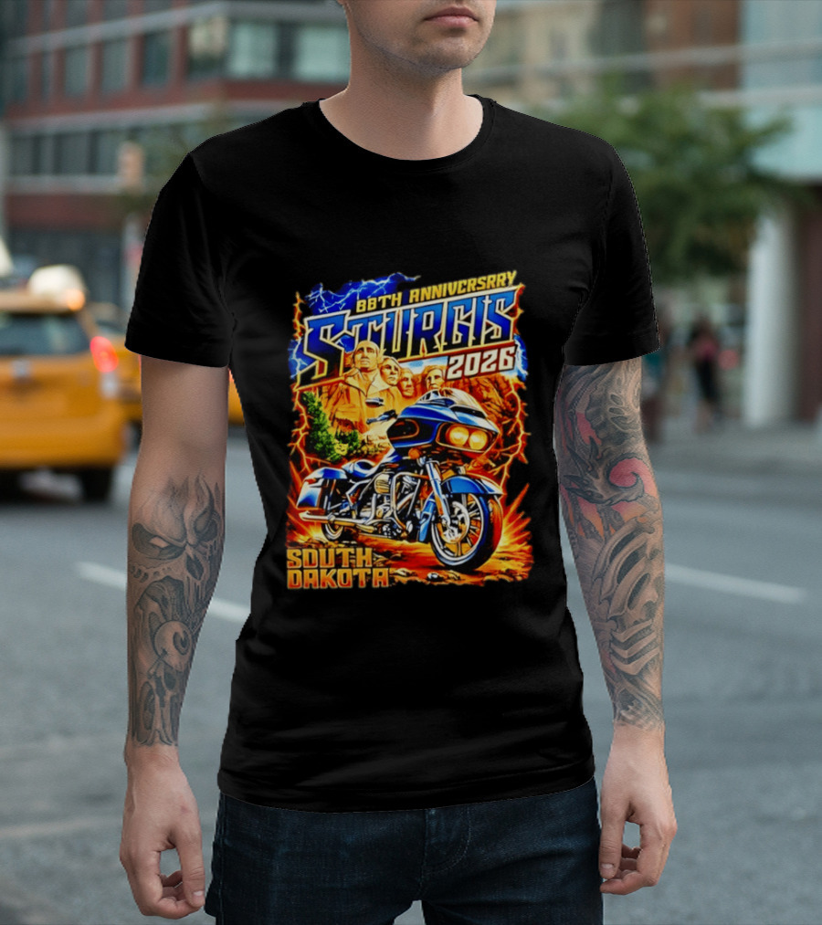 88th Anniversary Sturgis 2026 South Dakota Motorcycle Mount Rushmore T-Shirt