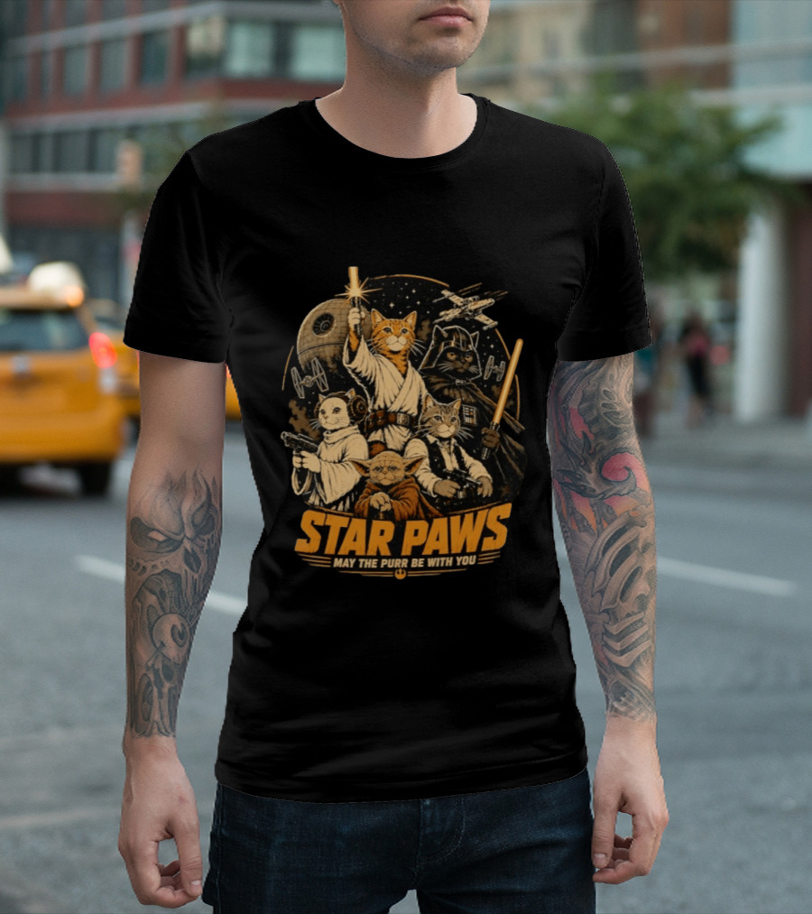 Star Paws May The Purr Be With You Cat Jedi Warriors Star Wars T-Shirt