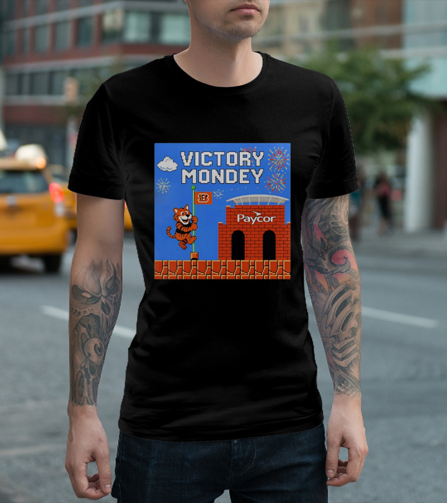 Cincinnati Bengals Victory Mondey Pixel Art Tiger Paycor Stadium Celebration T-Shirt