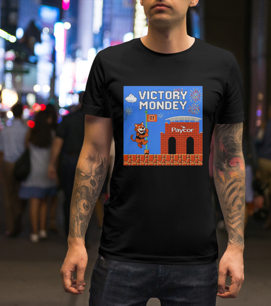 Cincinnati Bengals Victory Mondey Pixel Art Tiger Paycor Stadium Celebration T-Shirt