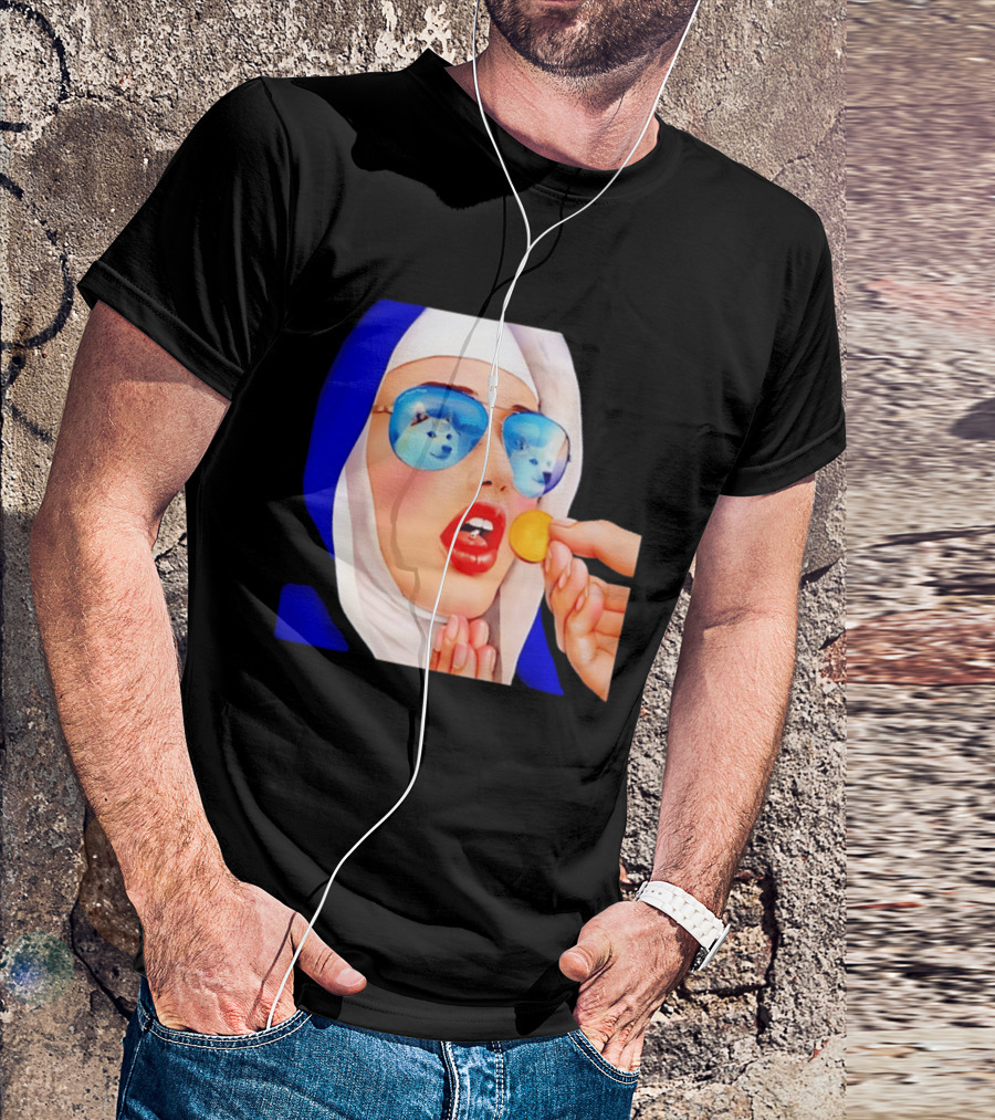 Doge Nun Sunglasses Reflection Communion Meme T-Shirt