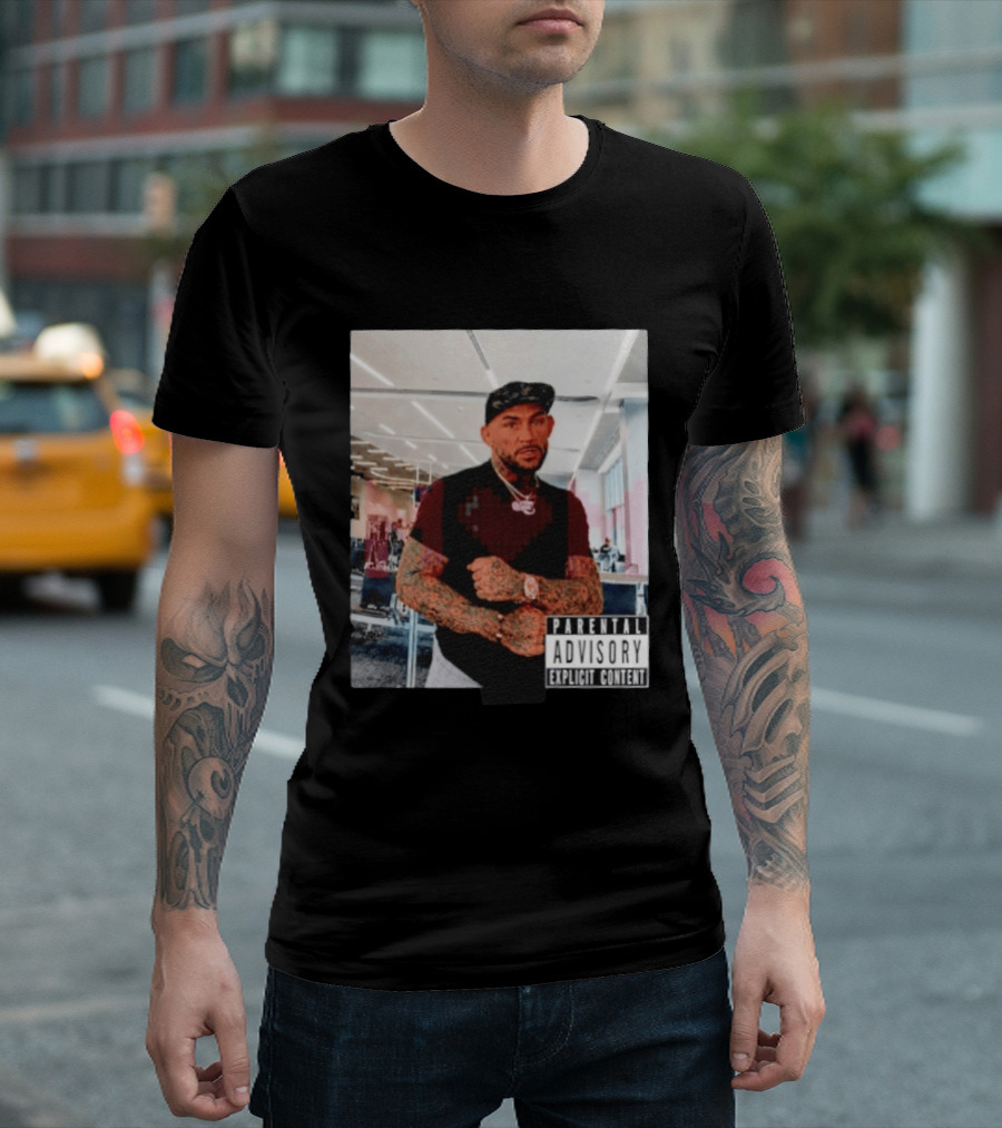 Dustin Poirier Parental Advisory Explicit Content Indoors Tattooed Man With Chain And T-Shirt