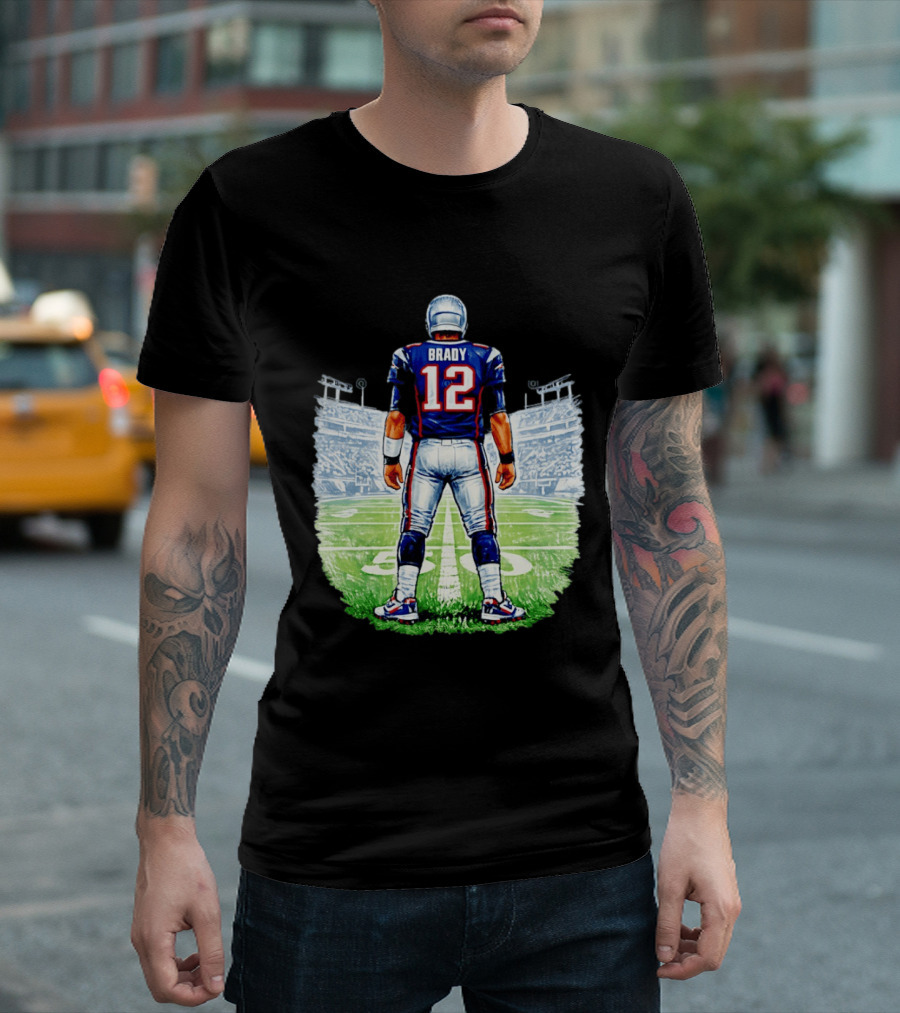 Brady 12 New England Patriots Football Stadium Back View T-Shirt