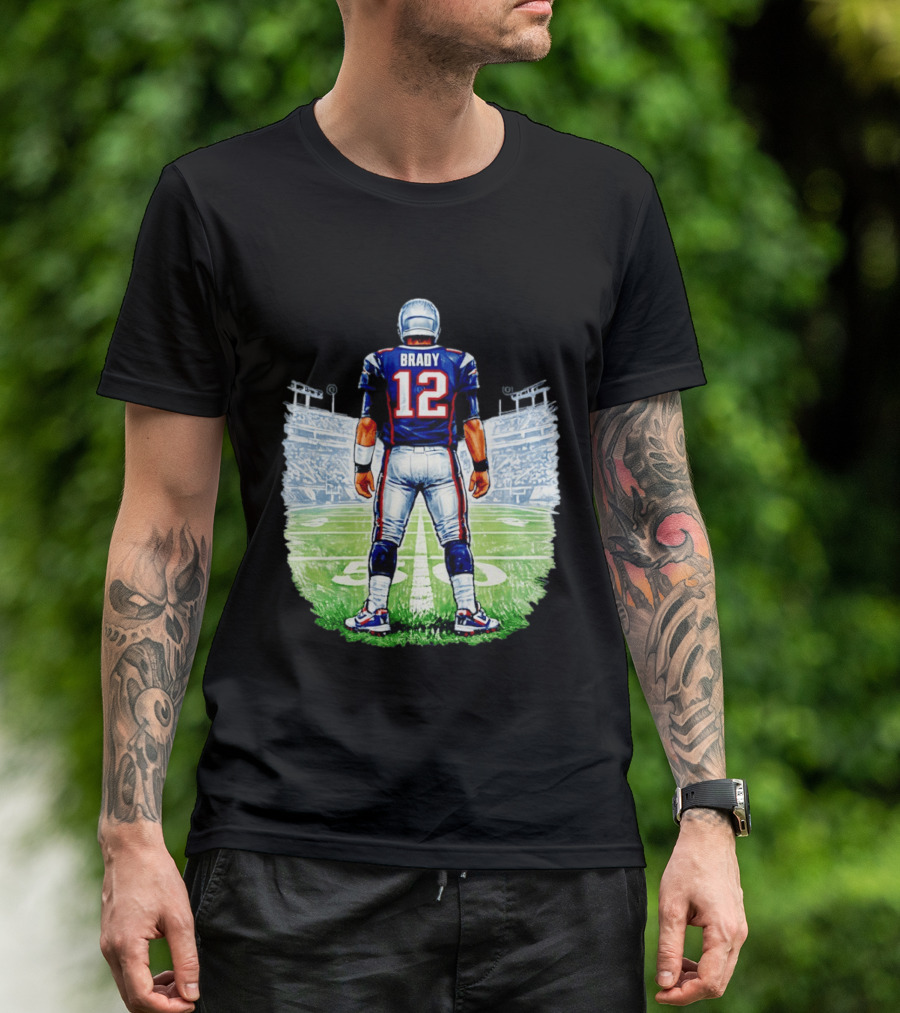 Brady 12 New England Patriots Football Stadium Back View T-Shirt