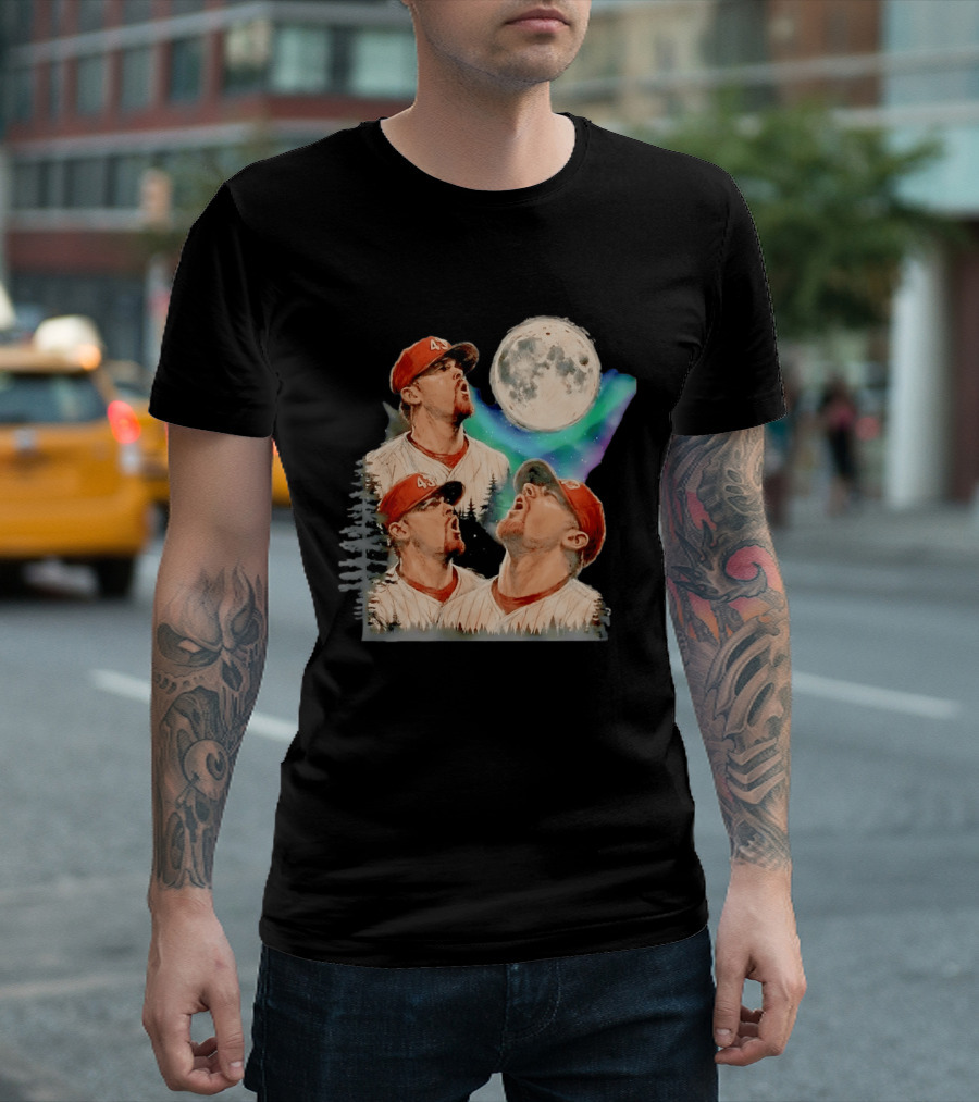 Baseball Player 43 Moon Howling Forest T-Shirt