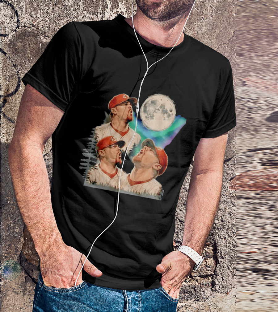 Baseball Player 43 Moon Howling Forest T-Shirt
