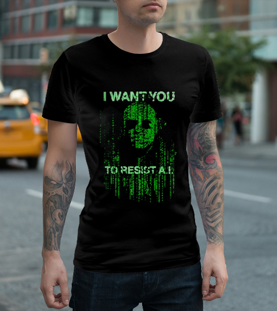 I Want You To Resist AI Matrix Skull T-Shirt