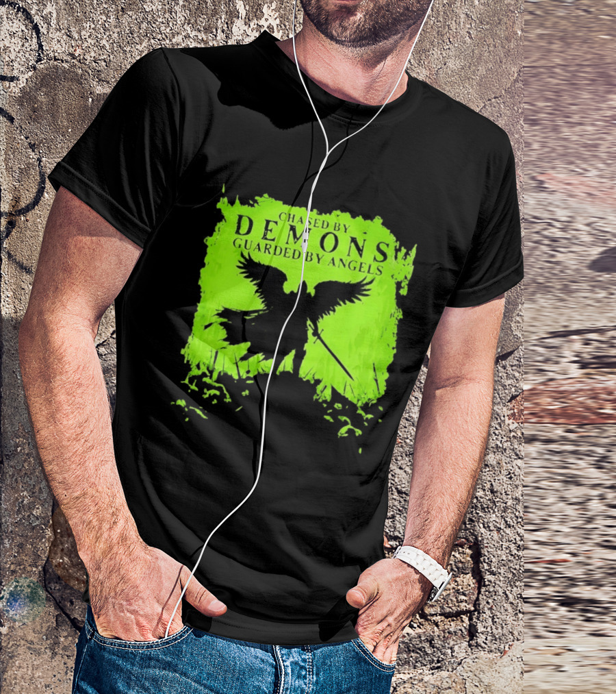 Chased By Demons Guarded By Angels Warrior Wings Sword T-Shirt