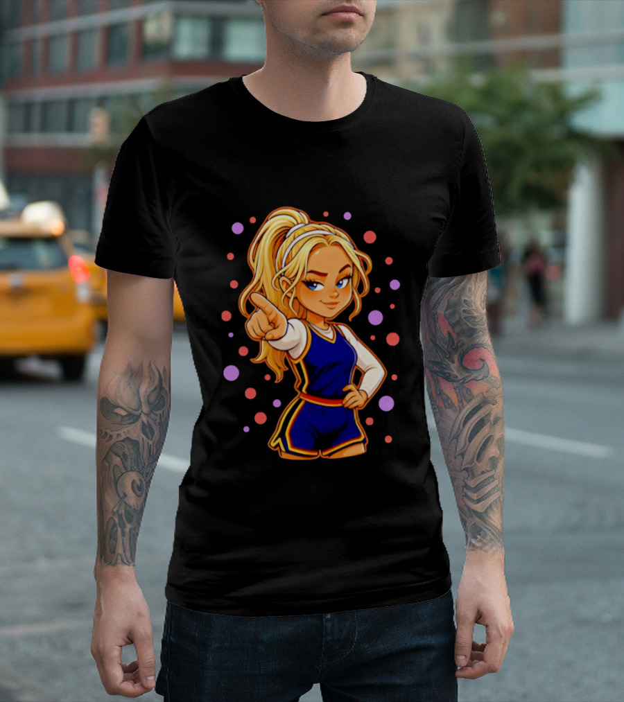 Chibi Sophie Cunningham Pointing In Basketball Uniform With Ponytail T-Shirt