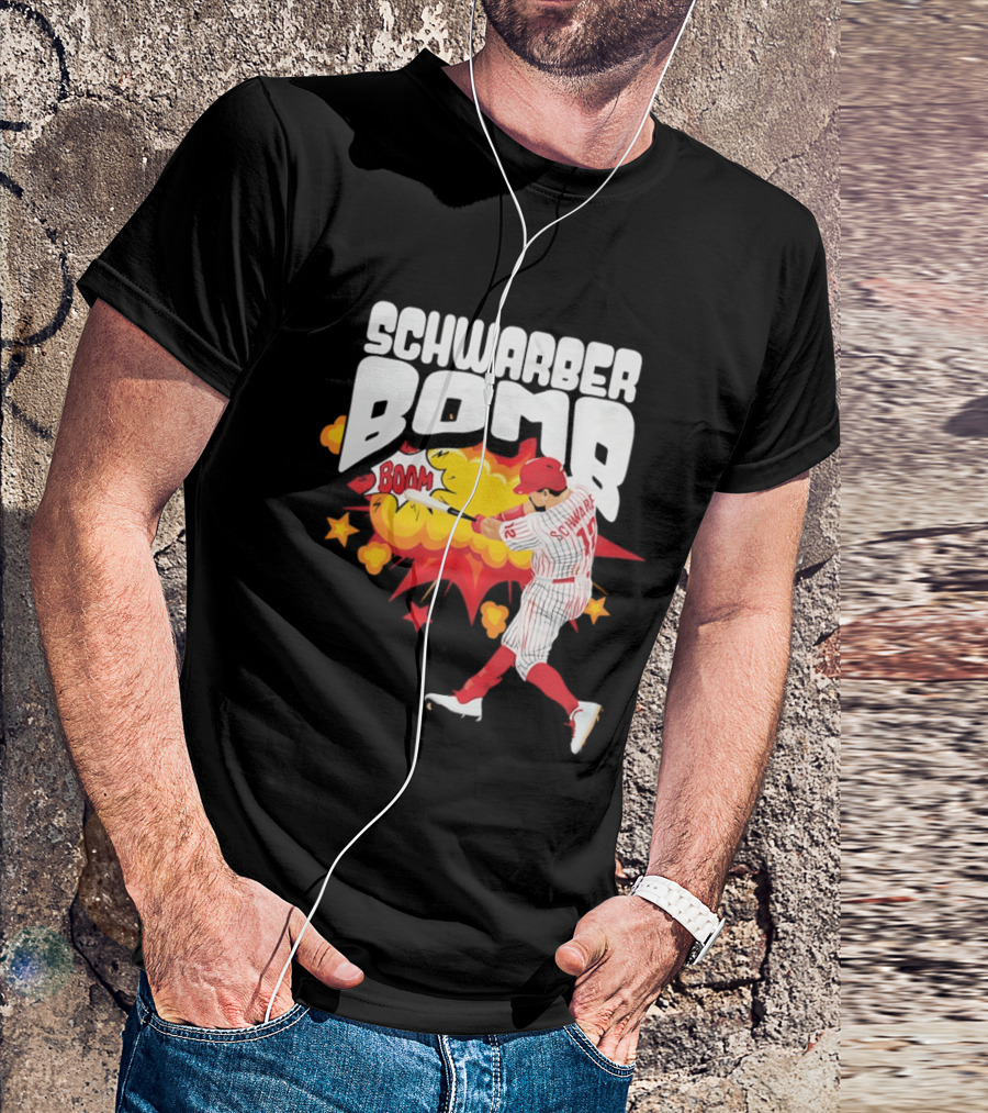 Schwarber Bomb Boom Baseball Philadelphia Phillies Player Action T-Shirt
