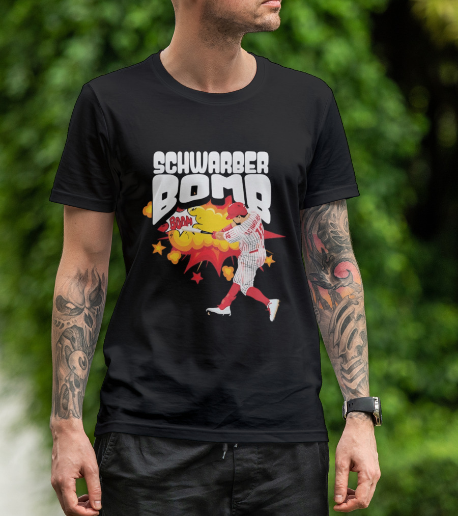 Schwarber Bomb Boom Baseball Philadelphia Phillies Player Action T-Shirt