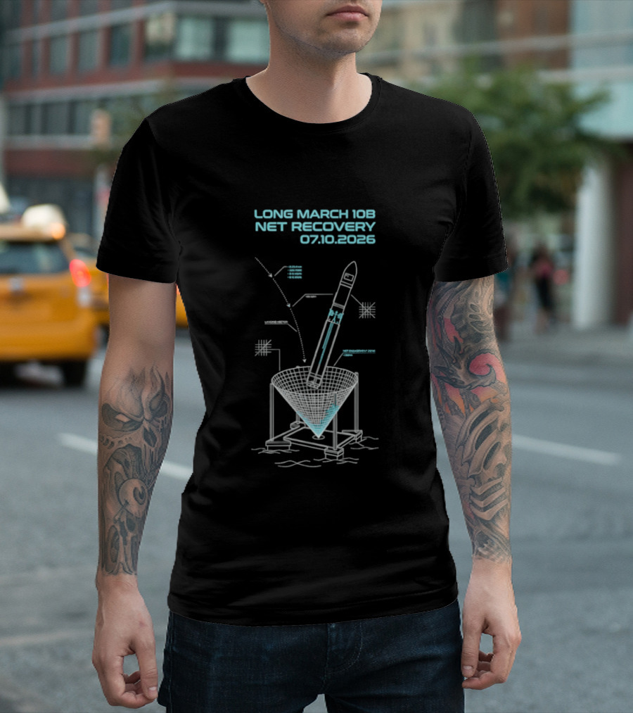 Long March 10B Net Recovery 07.10.2026 Rocket Blueprint T-Shirt