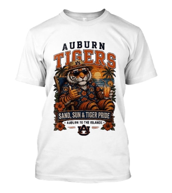 Auburn Tigers Sand Sun Tiger Pride Island Paradise Tropical Vibes T-Shirt
