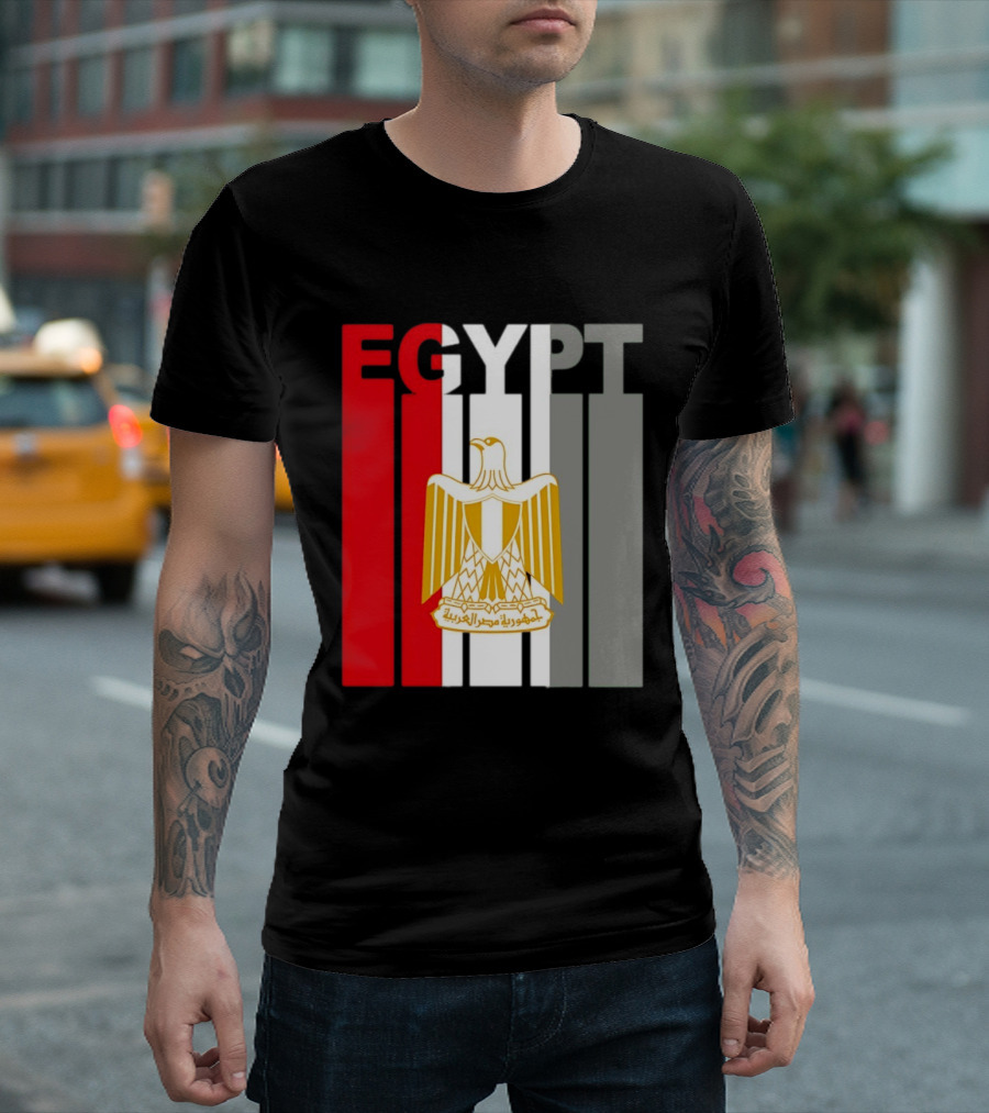 Egypt Flag Colors With Eagle Coat Of Arms T-Shirt