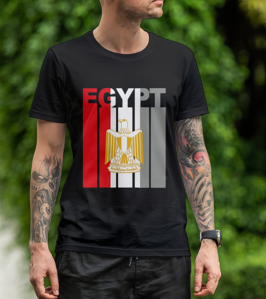 Egypt Flag Colors With Eagle Coat Of Arms T-Shirt