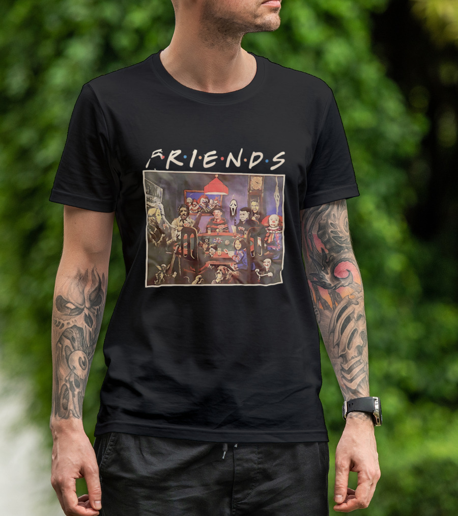 Friends Horror Movie Characters Playing Poker At Night T-Shirt