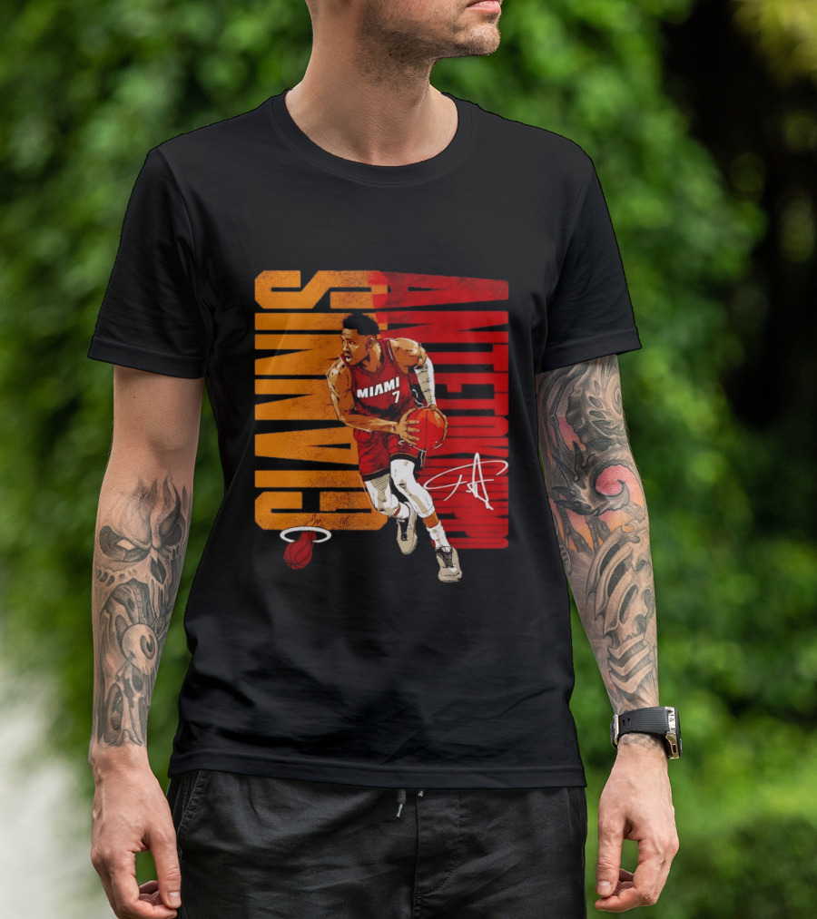 Giannis Antetokounmpo Miami 7 Basketball Running Miami Heat T-Shirt