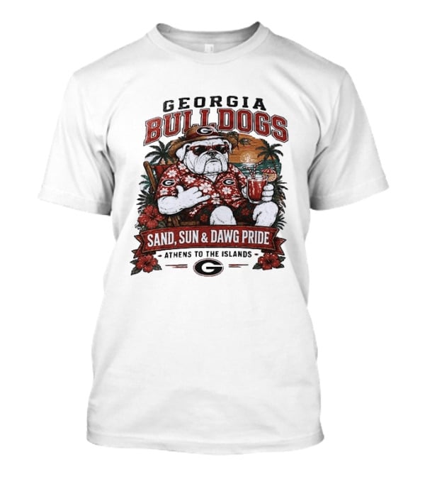 Georgia Bulldogs Sand Sun Dawg Pride Athens To The Islands Tropical Paradise T-Shirt