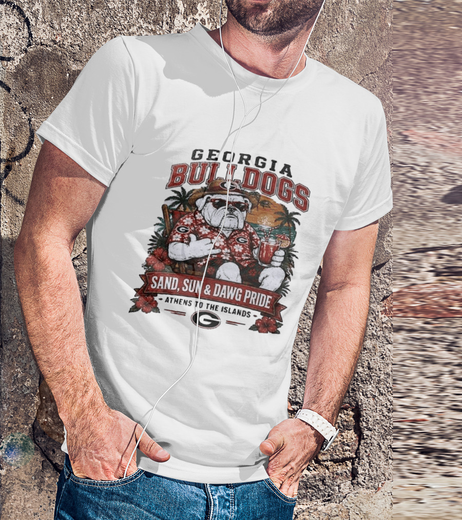 Georgia Bulldogs Sand Sun Dawg Pride Athens To The Islands Tropical Paradise T-Shirt