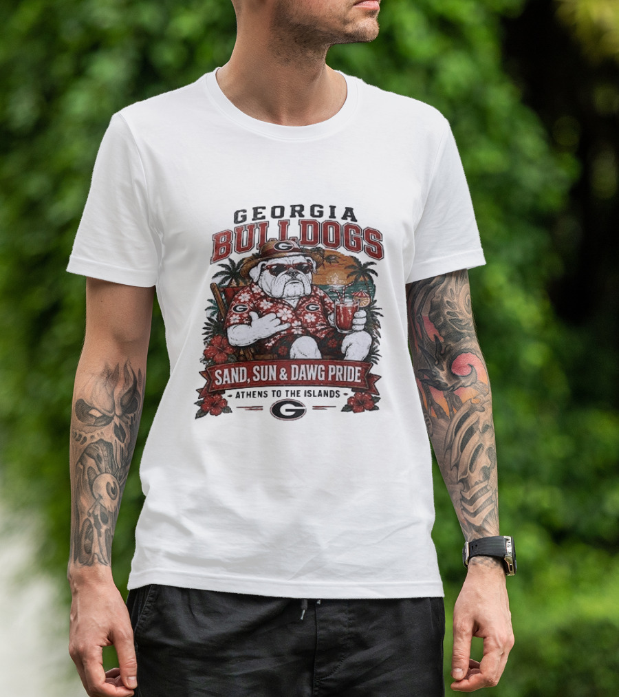 Georgia Bulldogs Sand Sun Dawg Pride Athens To The Islands Tropical Paradise T-Shirt