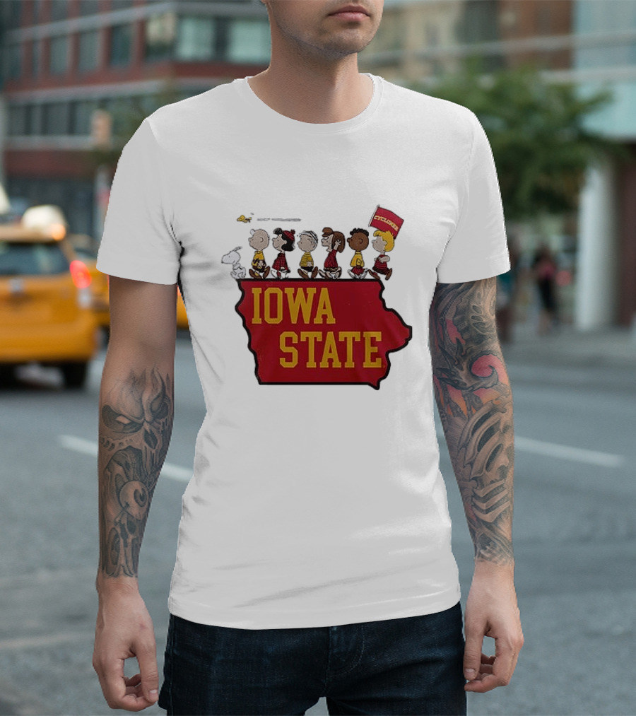 Iowa State Cyclones Peanuts Characters Marching With Snoopy And Friends T-Shirt