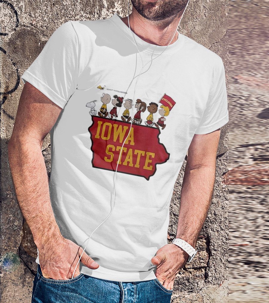 Iowa State Cyclones Peanuts Characters Marching With Snoopy And Friends T-Shirt
