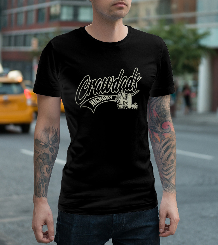 Hickory Crawdads Distressed Logo Minor League Baseball Team T-Shirt