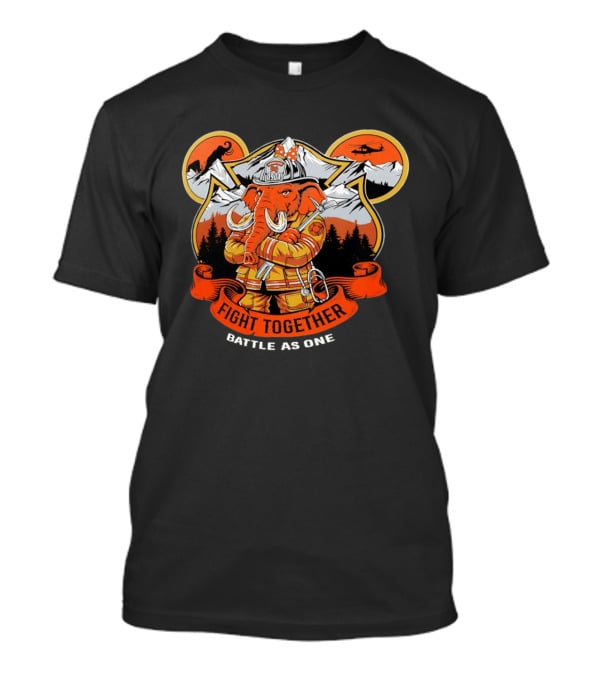 Sandy City FDC 0904 Elephant Firefighter Fight Together Battle As One Mountains Helicopter Wolf T-Shirt
