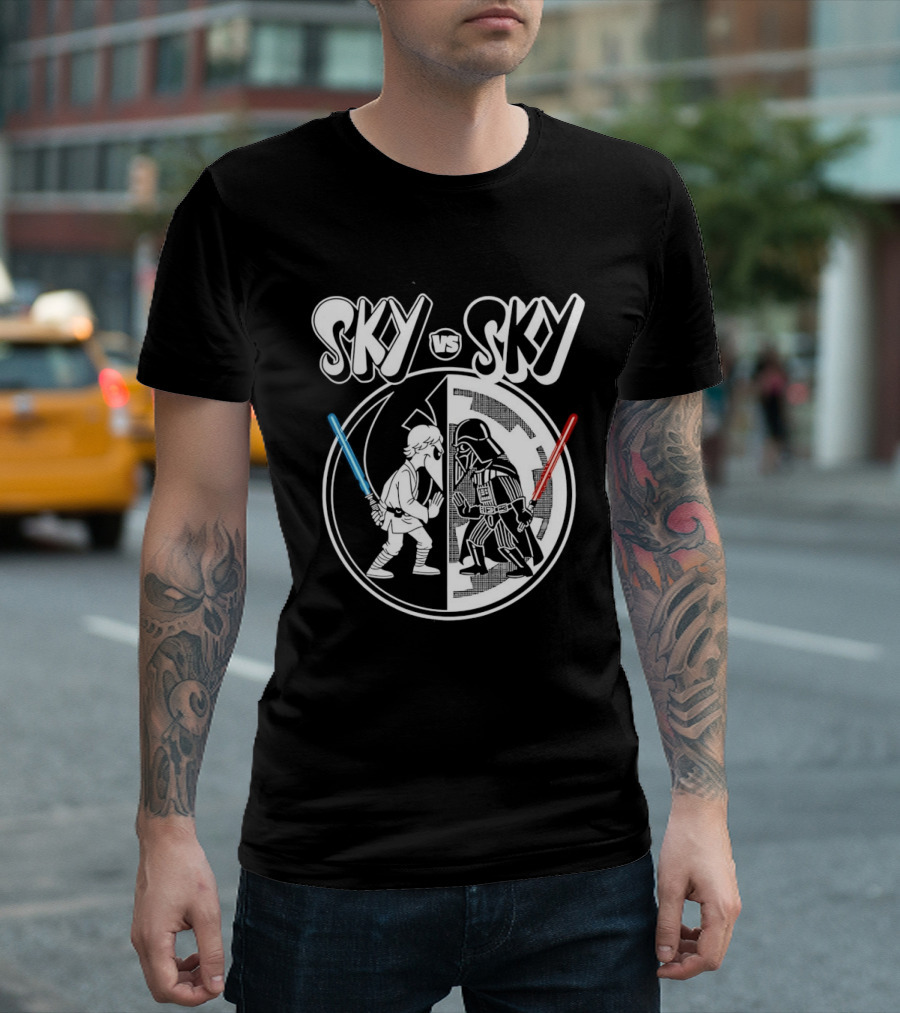 Sky Vs Sky Luke Skywalker Darth Vader Lightsaber Duel T-Shirt