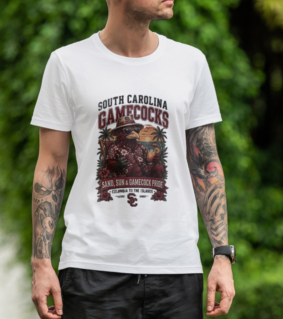 South Carolina Gamecocks Sand Sun Gamecock Pride Columbia Tropical Paradise T-Shirt