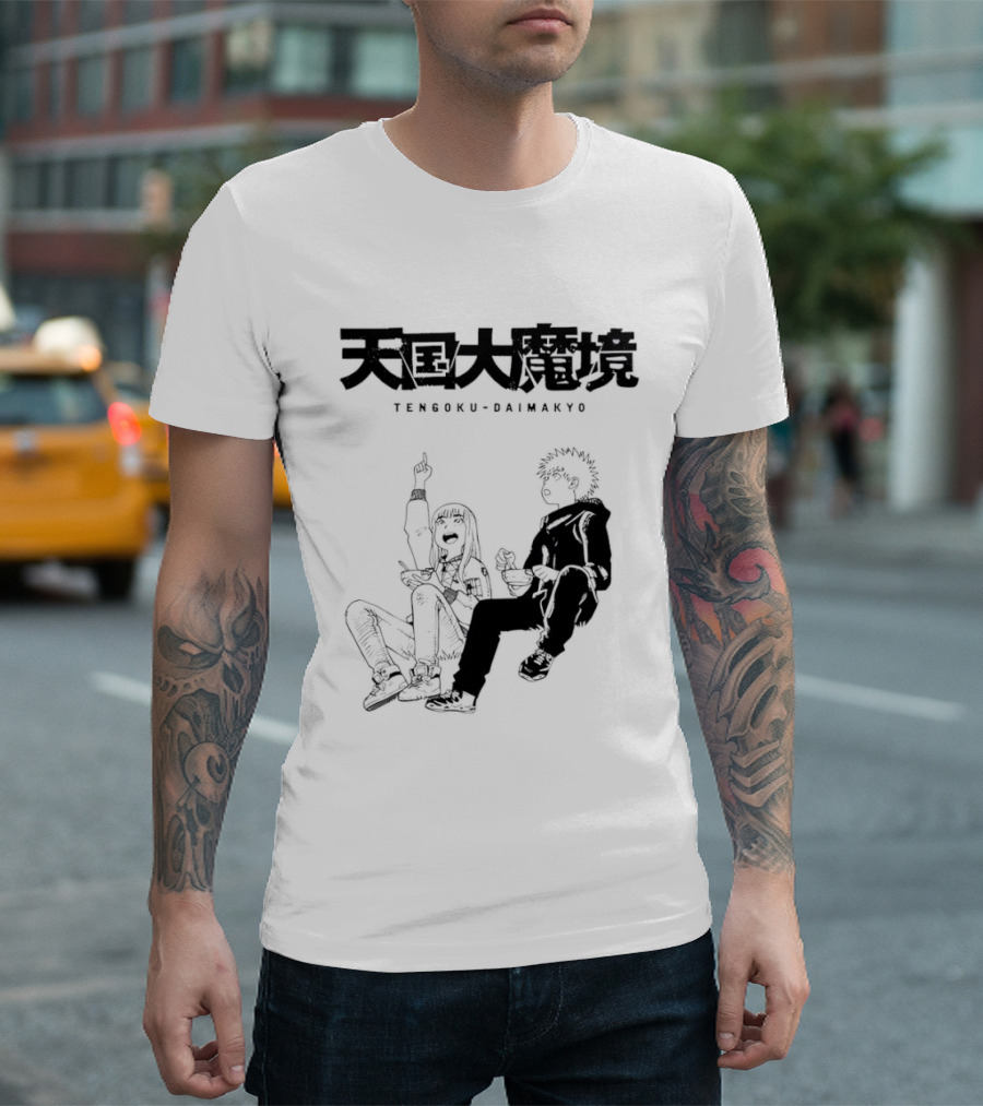 Tengoku Daimakyo Anime Characters Sitting Together Eating T-Shirt