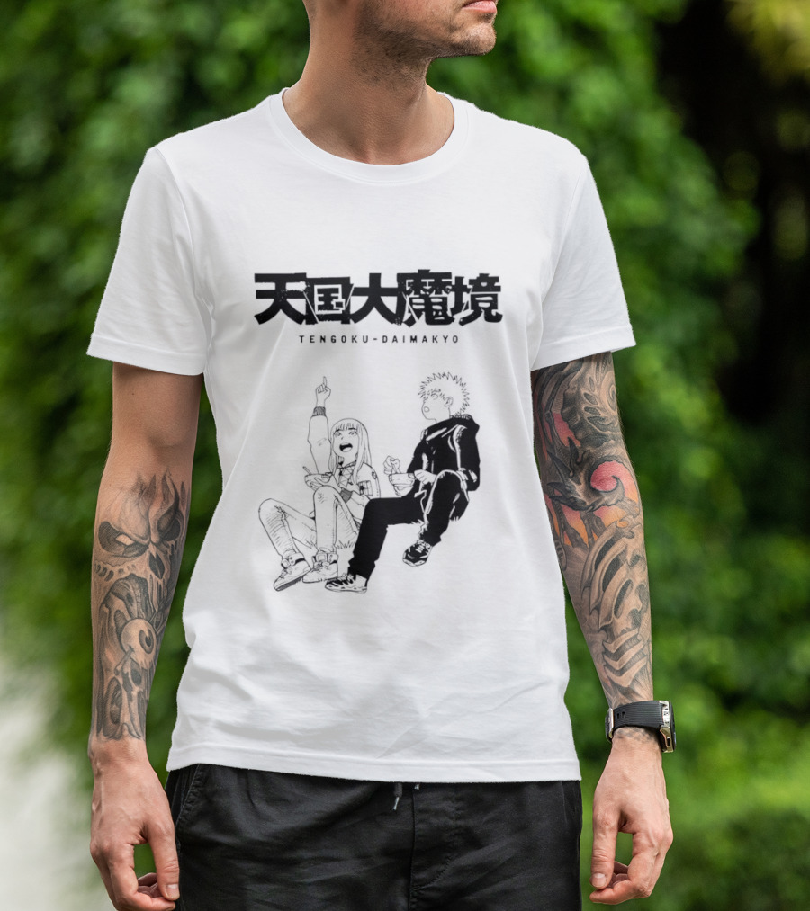 Tengoku Daimakyo Anime Characters Sitting Together Eating T-Shirt