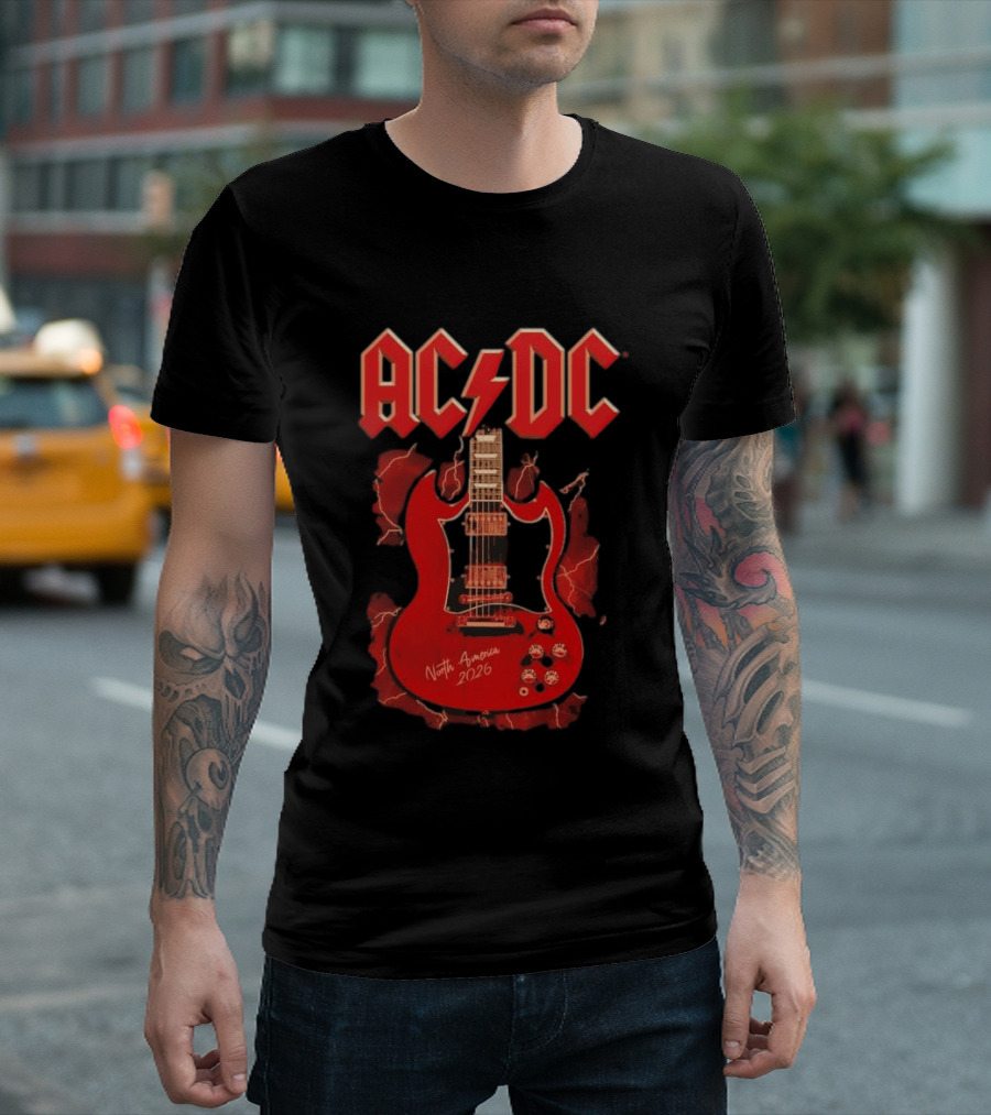 ACDC PWR Up Tour 2026 North America Angus Guitar Electro T-Shirt