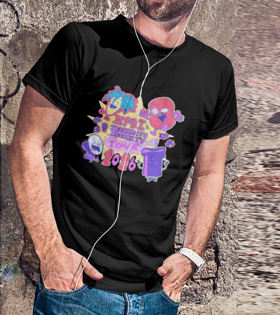 BFDI & Inanimate Insanity Tour 2026 Characters And Fun Adventure T-Shirt