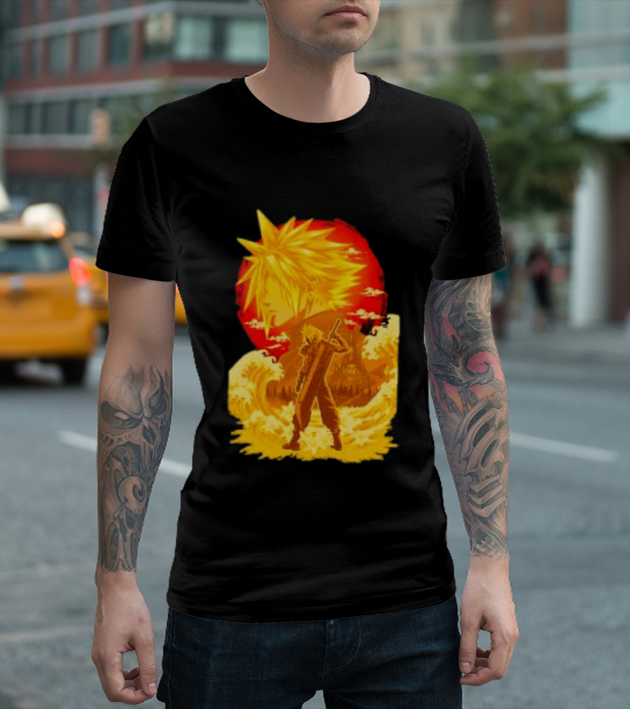 Cloud Strife Final Fantasy VII Shinra Ukiyo E Wave T-Shirt