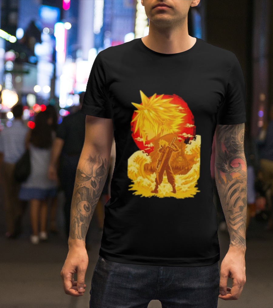 Cloud Strife Final Fantasy VII Shinra Ukiyo E Wave T-Shirt