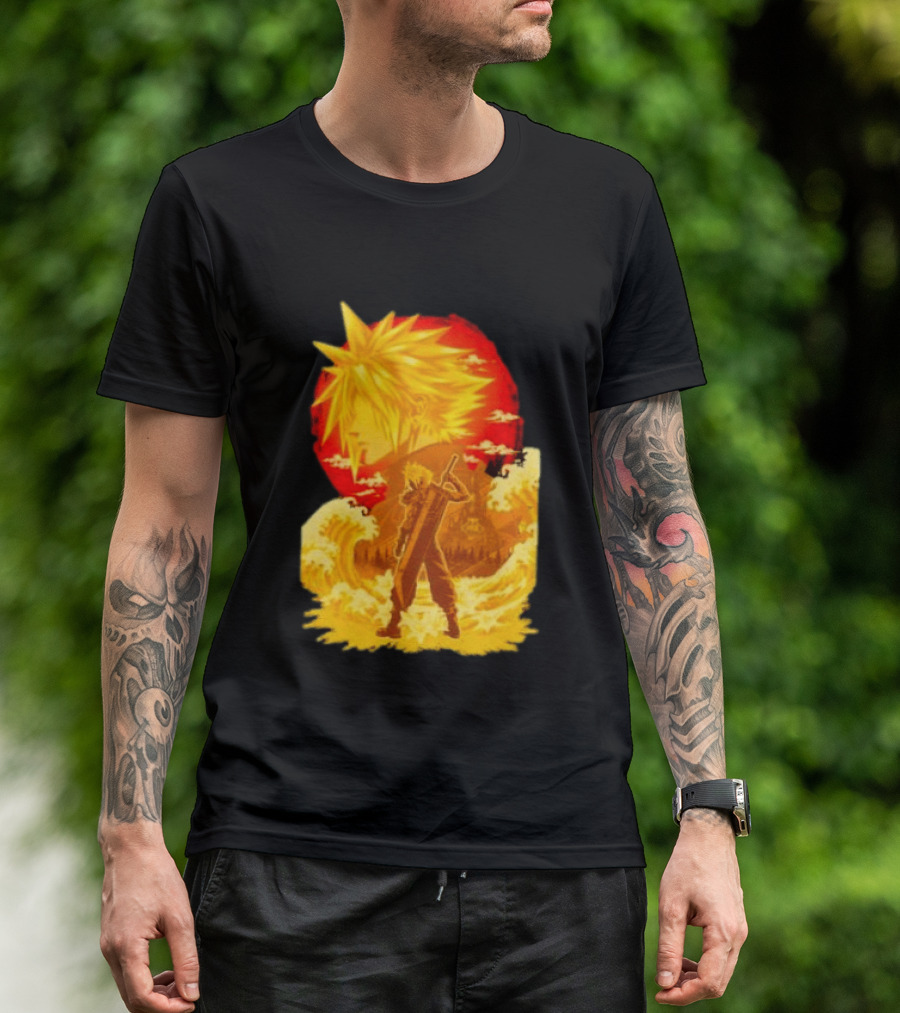 Cloud Strife Final Fantasy VII Shinra Ukiyo E Wave T-Shirt