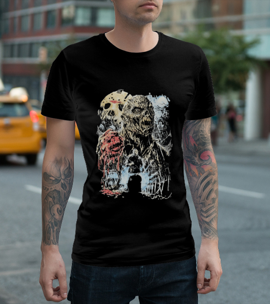 Jason Voorhees Classic Mask And Horror Icons Friday The 13th T-Shirt