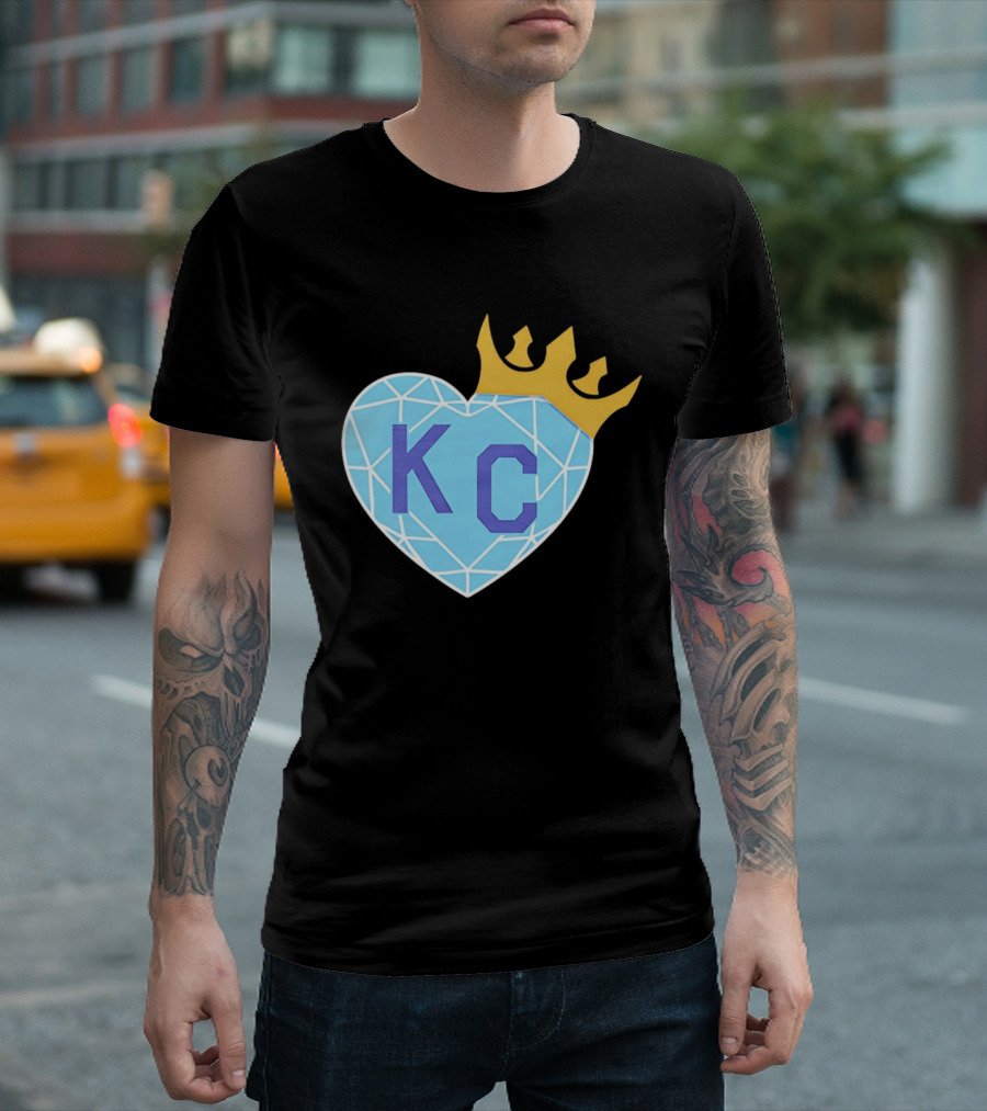 KC Diamond Heart With Golden Crown T-Shirt