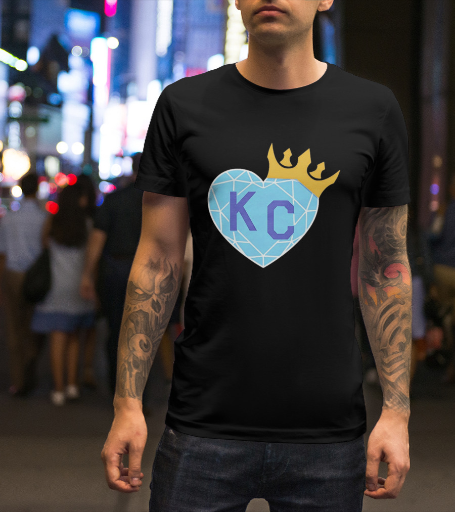 KC Diamond Heart With Golden Crown T-Shirt