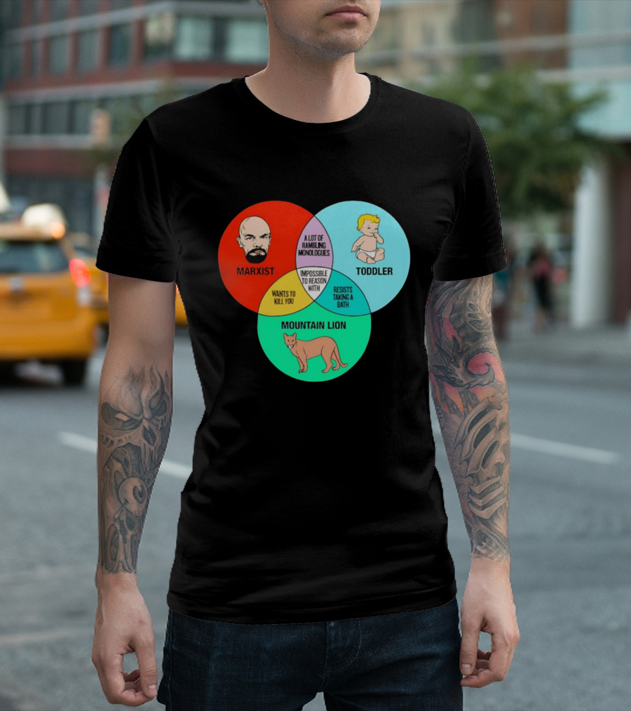 Venn Diagram Humor Marxist Toddler Mountain Lion Impossible To Reason T-Shirt