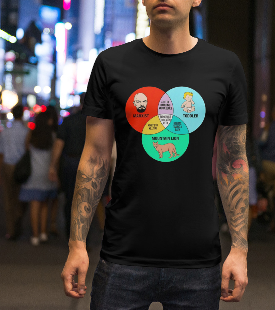 Venn Diagram Humor Marxist Toddler Mountain Lion Impossible To Reason T-Shirt