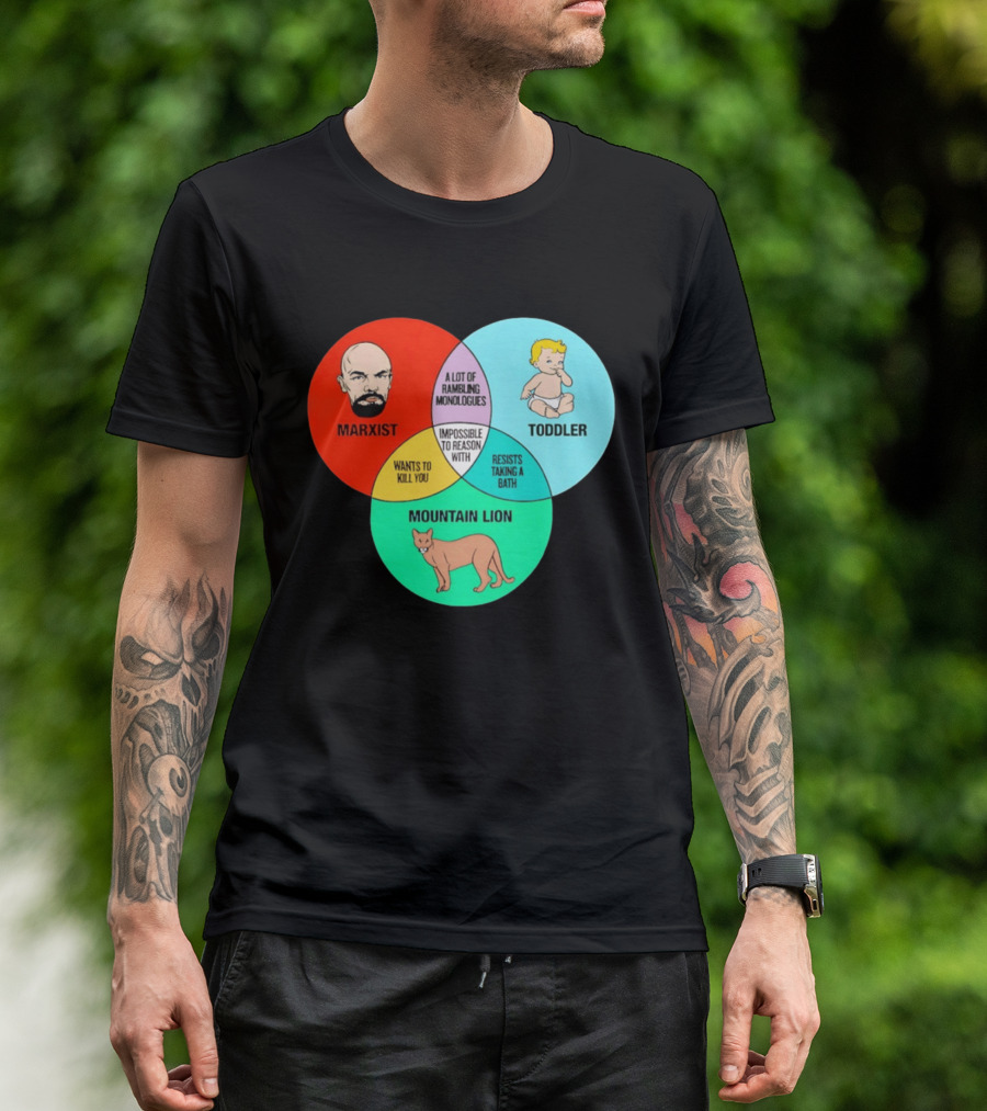 Venn Diagram Humor Marxist Toddler Mountain Lion Impossible To Reason T-Shirt