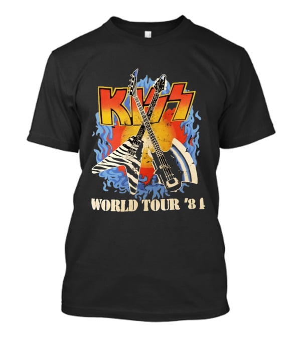 Kiss World Tour '84 Rock Music Band Vintage Electric Guitars T-Shirt