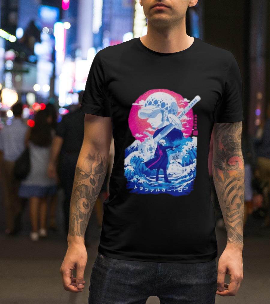Trafalgar Law One Piece Surgeon Of Death Anime Japanese Text Scenic Waves T-Shirt
