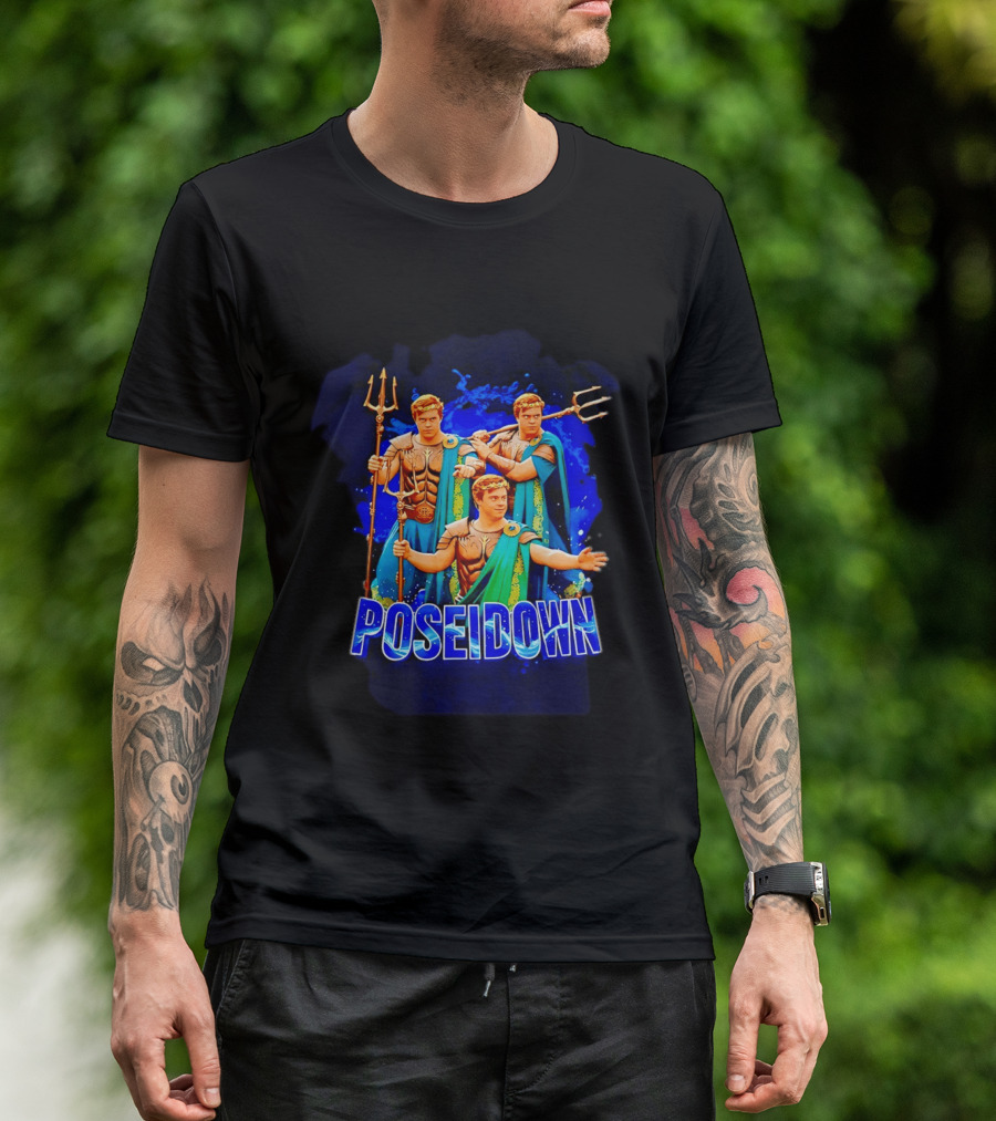 Poseidown Trident Meme Poseidon Blue Cape T-Shirt