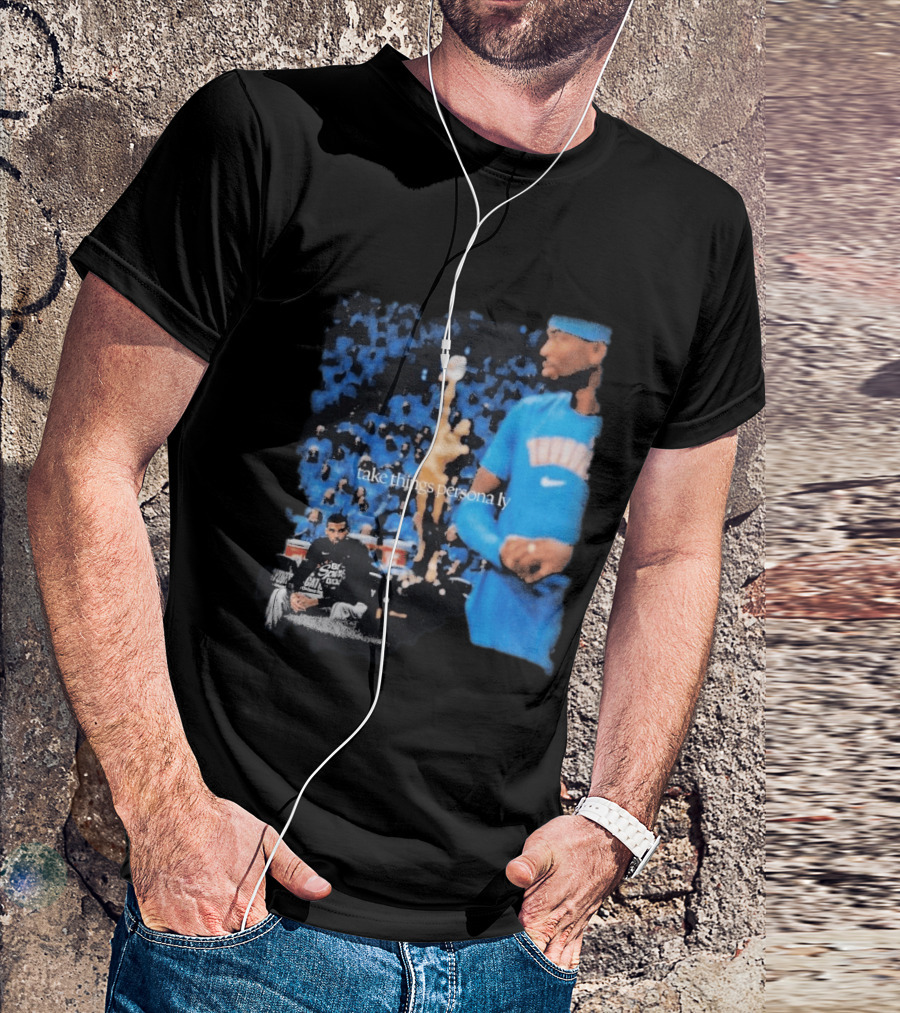 Shai Gilgeous Alexander Take Things Personally Blue Outfit And Black T-Shirt