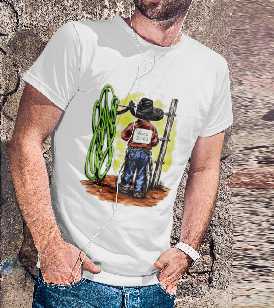 Vince 2 7 6 1 Cowboy Western Rodeo Fence T-Shirt